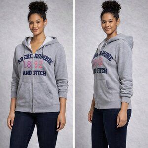 Abercrombie & Fitch Full Zip Women's Gray Hoodie Sweatshirt Size Small